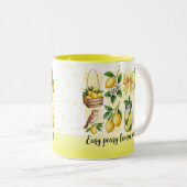 Bright Bold Preppy Lemon Summer Vibes Tweekleurige Koffiemok (Voorkant rechts)