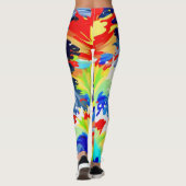 Bright Bold Rainbow Paint Splatter Asymmetrisch Leggings (Achterkant)