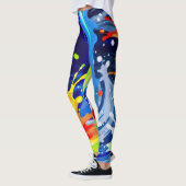Bright Bold Rainbow Paint Splatter Asymmetrisch Leggings (Links)