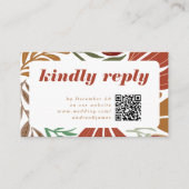 Bright Bold Retro Terracotta Bloemen Bruiloft RSVP Informatiekaartje (Voorkant)