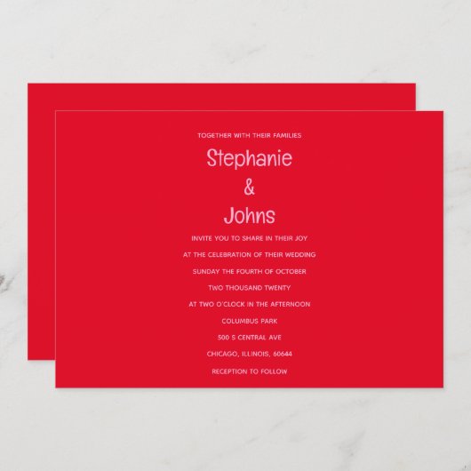 Bright Bold Sinaasappel Roze Kleurrijke Boho Bruil Kaart (Voorkant / Achterkant)