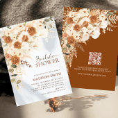 Bright Bold Terracotta Boho QR Code Vrijgezellenfe Kaart