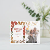 Bright Bold Terracotta Floral Hartelijk dank voor Aankondigingskaart (Staand voorkant)