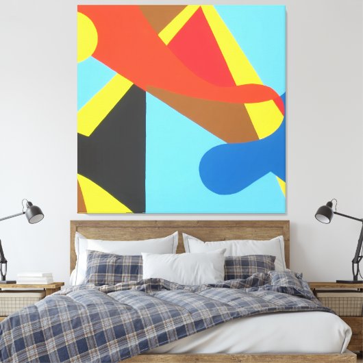 Bright Bold Turquoise Abstract Art Print (Insitu (Slaapkamer))