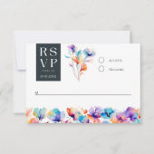 Bright Bold Waterverf Bloemen Bruiloft RSVP Kaart (Voorkant)