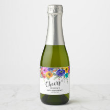 Bright & Bold Waterverf Bloemen Verjaardags Proost