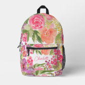 Bright bold wilde bloem naam botanisch bedrukte rugzak (Voorkant)