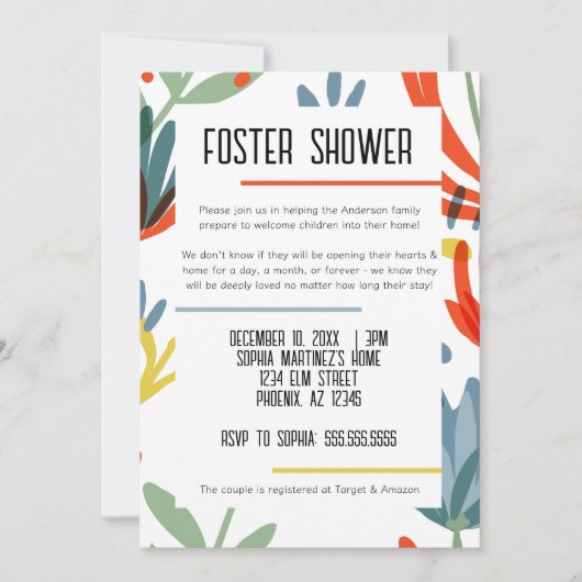 Bright Botanical Foster Care Douche Invitation (Devant)