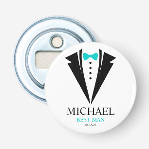 Bright Bow Stropdas Tuxedo "Beste Man" Gepersonali Button Flesopener