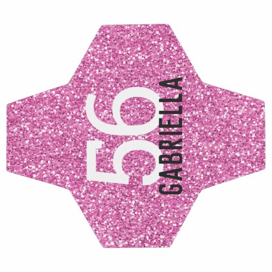 Bright Bubblegum Rose Sparkly Numéro et nom (Plat)