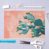 Bright Cactus met Coral Pink Wall Decoupage Tissuepapier (Craft)