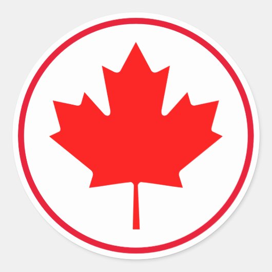 Bright Canadian Maple Leaf Canada Rood Wit Ronde Sticker (Voorkant)