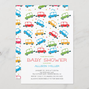 Bright Cars Oh Boy Baby shower Invitation