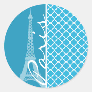 Bright Cerulean Quatrefoil Ronde Sticker