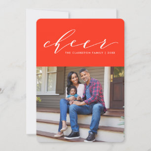 Bright cheer fun script rode vakantie fotokaart feestdagenkaart