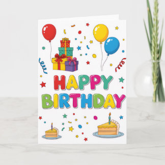 Bright & Cheerful Cartoon “Happy Birthday” Card Kaart