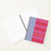 Bright Cheerful pink and ice blue striped design Notitieboek (Binnen)