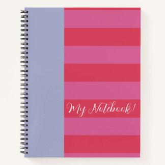 Bright Cheerful pink and ice blue striped design Notitieboek