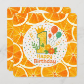 Bright Citrus eerste verjaardag Kaart (Voorkant / Achterkant)
