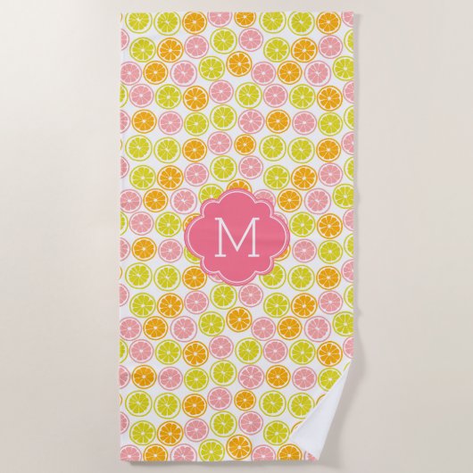 Bright Citrus Pattern Monogrammed Strandlaken (Voorkant)
