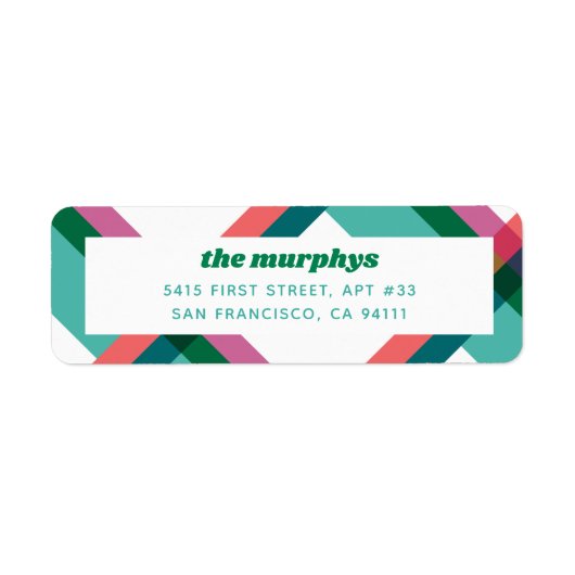 Bright Color Block Plaid Retours Adresse Étiquette (Devant)