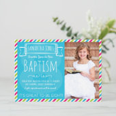 Bright Color Stripes LDS doopaankondiging Kaart (Staand voorkant)