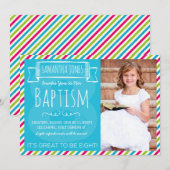 Bright Color Stripes LDS doopaankondiging Kaart (Voorkant / Achterkant)