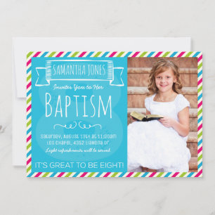 Bright Color Stripes LDS doopaankondiging Kaart