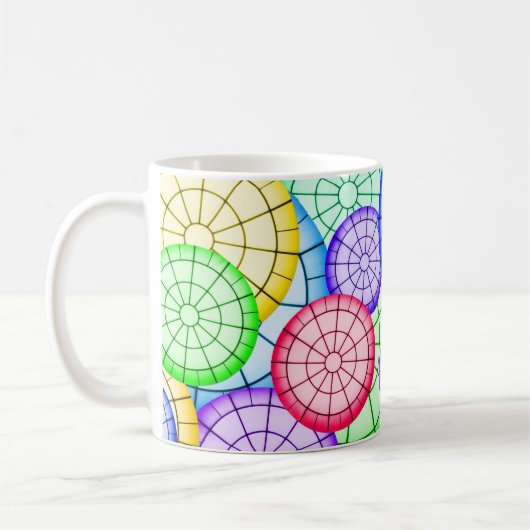 Bright Colorful Abstract Circles Pattern Koffiemok (Links)