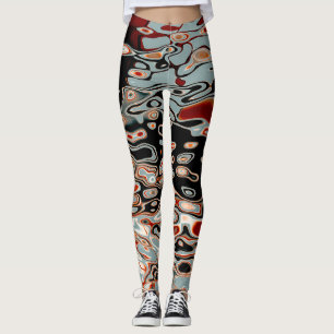 Bright Colorful Crazy Wavy Abstract Pattern Leggings