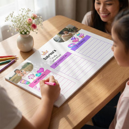 Bright Colorful Cute Kids Daily Checklist Photo Notitieblok