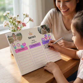 Bright Colorful Cute Kids Daily Checklist Photo Notitieblok