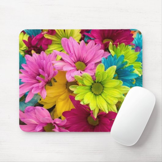 BRIGHT COLORFUL FLOWERS MUISMAT (Met muis)