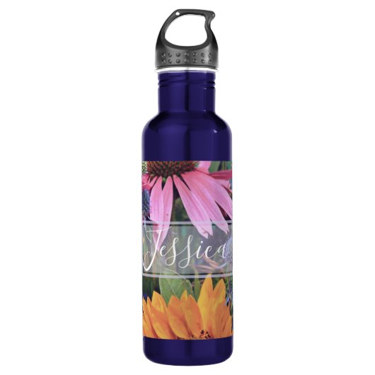 Bright Colorful Flowers Personalised Waterfles (Voorkant)