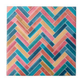 Bright Colorful Herringbone Pattern Tegeltje (Voorkant)
