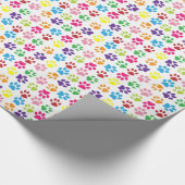 Bright Colorful Paw Prints Pattern Cadeaupapier (Hoek)