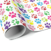 Bright Colorful Paw Prints Pattern Cadeaupapier (Rol Hoek)