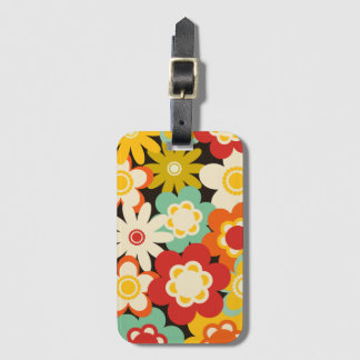 Bright Colorful Retro Cute Floral Pattern Bagagelabel