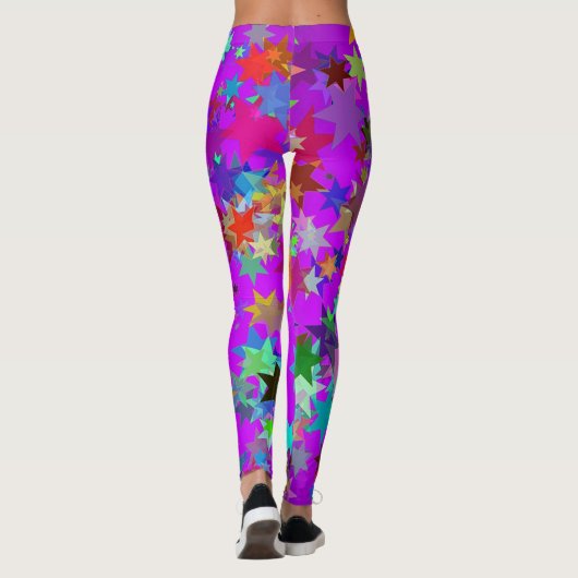 Bright Colorful Star Patternes Leggings (Dos)