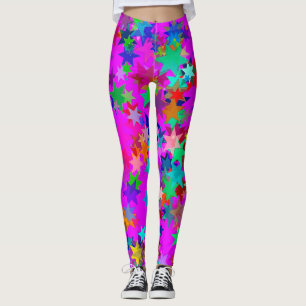 Bright Colorful Star Patternes Leggings