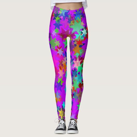 Bright Colorful Star Patternes Leggings (Devant)