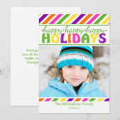 BRIGHT Colorful Stripes-kerstkaart Feestdagenkaart (Voorkant / Achterkant)