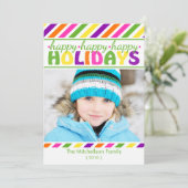 BRIGHT Colorful Stripes-kerstkaart Feestdagenkaart (Staand voorkant)