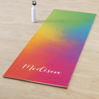 Bright Colorful Watercolor Rainbow  Yogamat