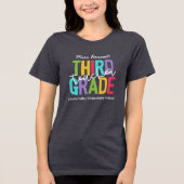 Bright Colors Third Grade Teacher Naam toevoegen Tri-Blend Shirt (Voorkant)
