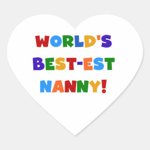 Bright Colours World's Best Nanny Gifts Hart Sticker