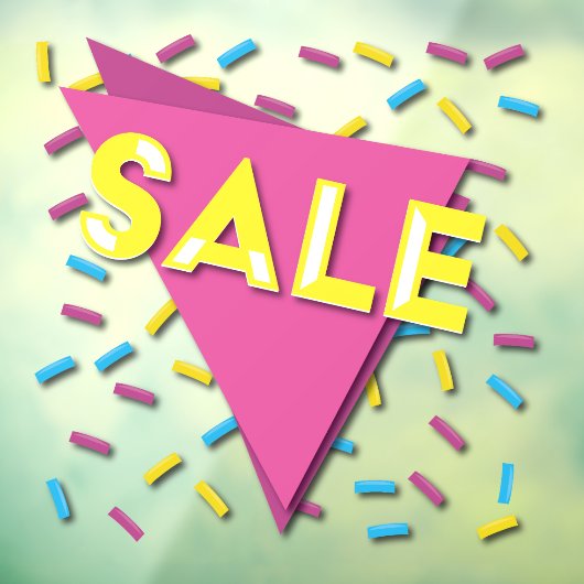 Bright Confetti SALE Storefront Sign Window Cling Raamsticker (Vel 3)