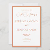 Bright Copper Elegant  Modern Calligraphy Wedding Kaart (Voorkant)