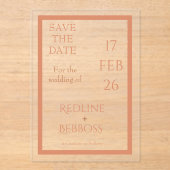 Bright Copper Elegant Modern Wedding Acryl Uitnodigingen (Voorkant)