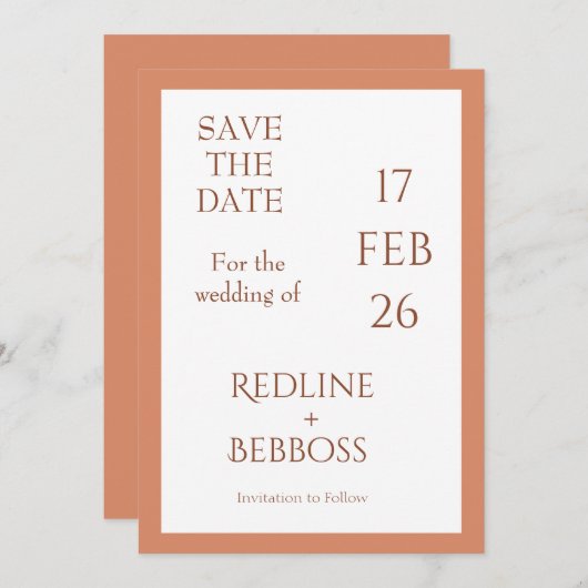 Bright Copper Elegant Modern Wedding Save The Date (Voorkant / Achterkant)